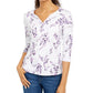 Karen Scott Blusa Feminina Estampada Manga 3/4 Azul Escuro Tamanho P