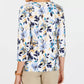 Karen Scott Blusa Feminina Petite Estampa Floral Manga 3/4 Azul Tamanho P