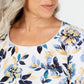 Karen Scott Blusa Feminina Petite Estampa Floral Manga 3/4 Azul Tamanho P