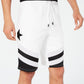 INC International Concepts Shorts Masculino Preto com Cordão e Listras em Malha Branca Tamanho Extra Grande