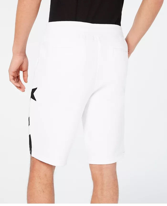 INC International Concepts Shorts Masculino Preto com Cordão e Listras em Malha Branca Tamanho Extra Grande