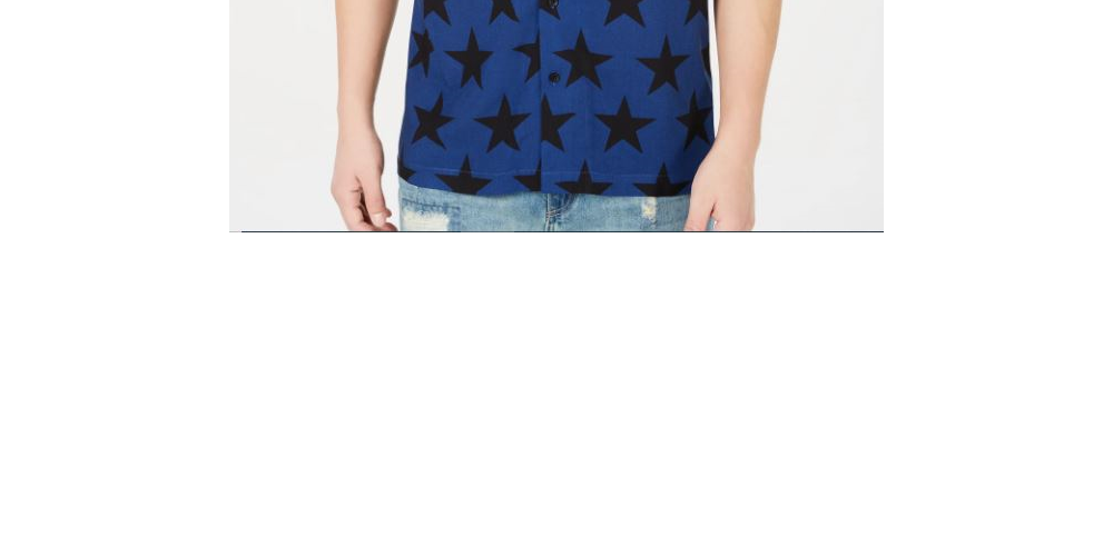 Camisa masculina American Rag com estampa de estrela e gola camp, azul marinho, tamanho extragrande