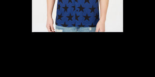 Camisa masculina American Rag com estampa de estrela e gola camp, azul marinho, tamanho extragrande