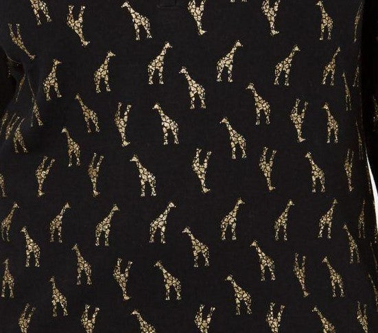Karen Scott Petite Giraffe-Print Henley Feminino Preto Tamanho P