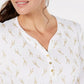 Karen Scott Top Henley com estampa de girafa feminino, tamanho pequeno, branco