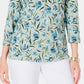 Karen Scott Audra Oasis Top decote redondo feminino, verde, tamanho médio