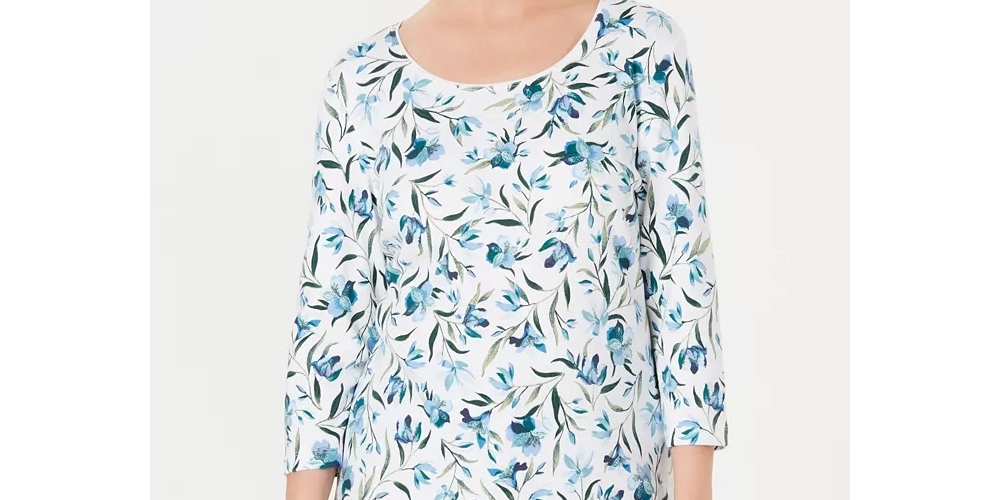 Karen Scott Blusa Estampada Audra Oasis Feminina Azul Escuro Tamanho Pequeno Pequeno