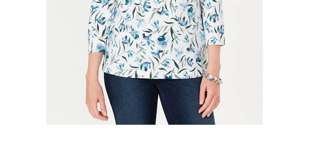 Karen Scott Blusa Estampada Audra Oasis Feminina Azul Escuro Tamanho Pequeno Pequeno