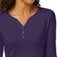 Karen Scott Blusa Henley Feminina Estampada Manga 3/4 Cinza/Roxo Tamanho Pequeno