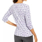 Karen Scott Blusa Henley Feminina Estampada Petite Manga 3/4 Roxa Tamanho Médio