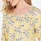 Blusa feminina Karen Scott com estampa floral e manga 3/4, tamanho pequeno, amarela