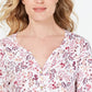Karen Scott Top Henley Feminino Petite com Estampa Floral Branco Tamanho Petite Pequeno