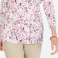 Karen Scott Top Henley Feminino Petite com Estampa Floral Branco Tamanho Petite Pequeno
