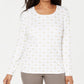 Karen Scott Top feminino pequeno com estampa de camelo, branco, tamanho médio