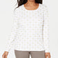 Karen Scott Blusa Feminina Petite com Estampa Camelo Branca Tamanho Petite Pequeno