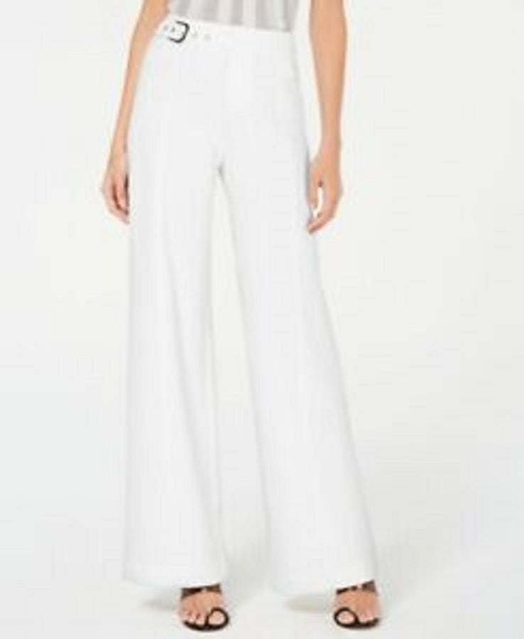 Calça feminina pequena com cinto lateral e perna larga, tamanho 6, branca, da INC International Concepts