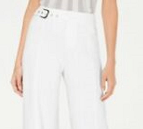 Calça feminina pequena com cinto lateral e perna larga, tamanho 6, branca, da INC International Concepts