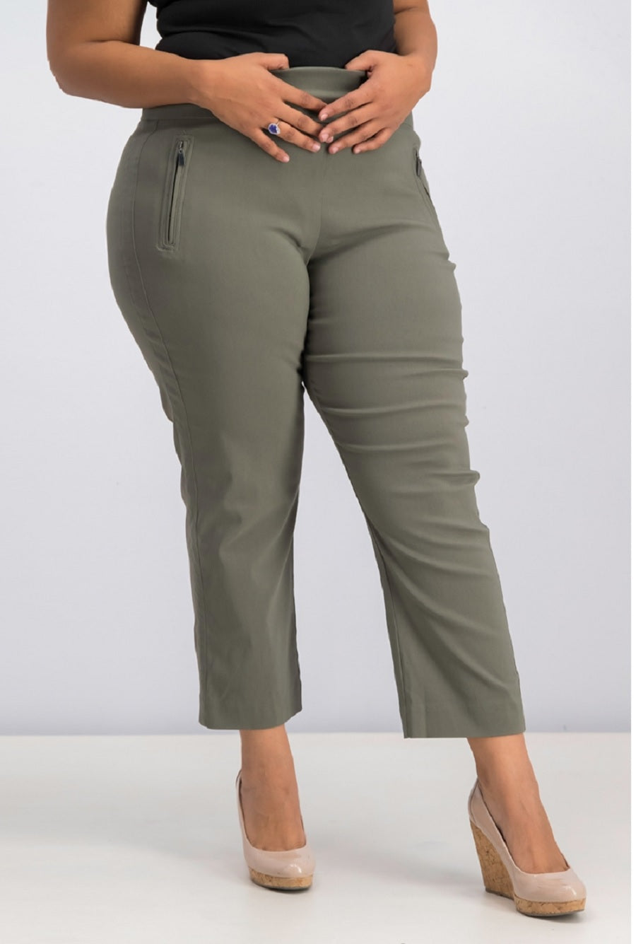 Calça feminina cropped reta INC International Concepts, marrom, tamanho 4
