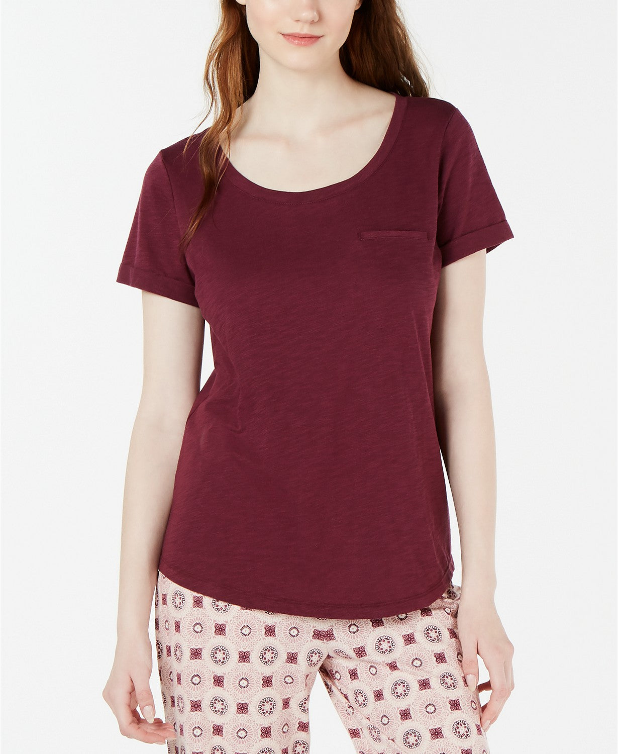 Pijama de malha com gola redonda Charter Club, roxo, tamanho pequeno