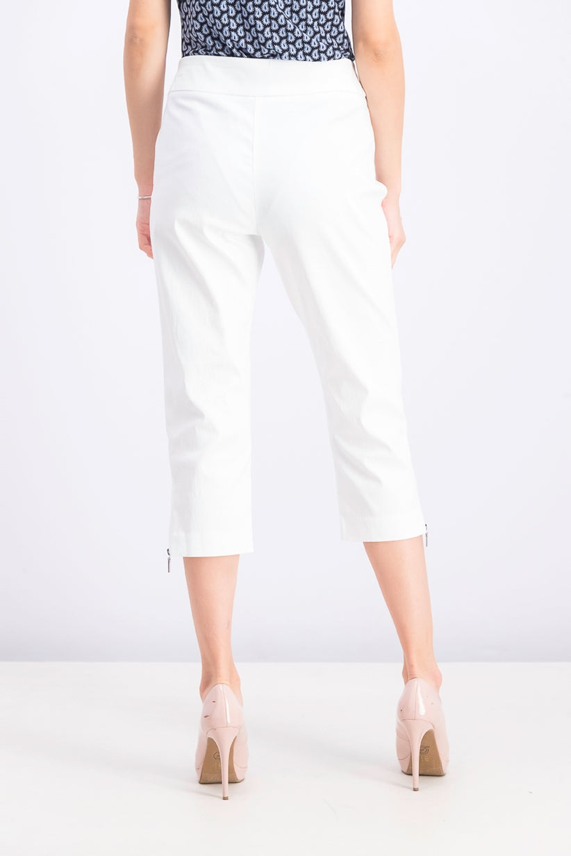 Calça feminina JM Collection Petite Cropped com zíper e acabamento em zíper, tamanho pequeno, extra grande, branca