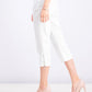 Calça feminina JM Collection Petite Cropped com zíper e acabamento em zíper, tamanho pequeno, extra grande, branca