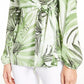 Blusa feminina Alfani Petite com estampa de manga sino, verde, tamanho pequeno