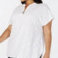 Blusa texturizada com decote dividido Alfani feminina, branca, tamanho 1X