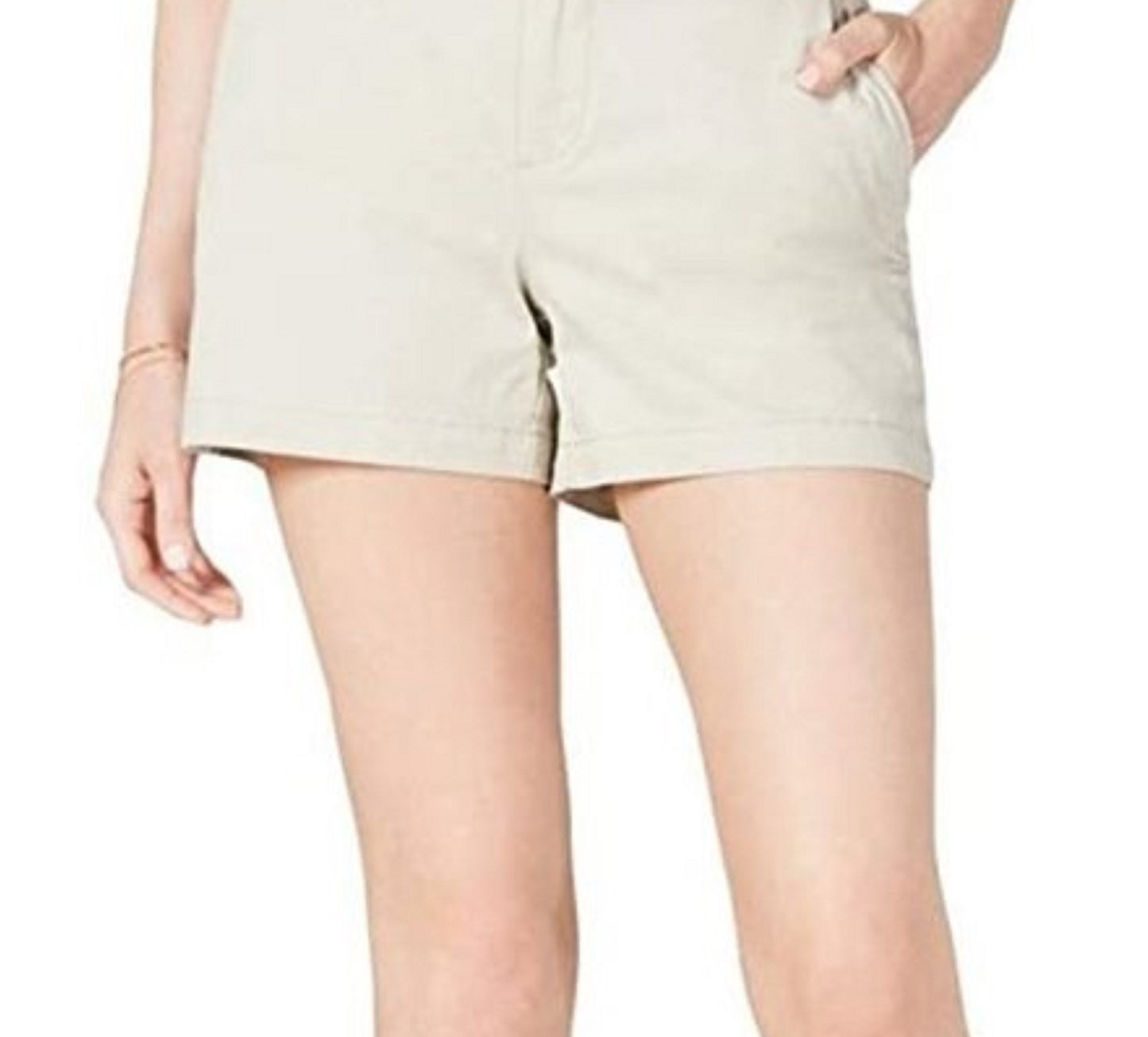 Shorts chino femininos Maison Jules com frente lisa, bege, tamanho 4