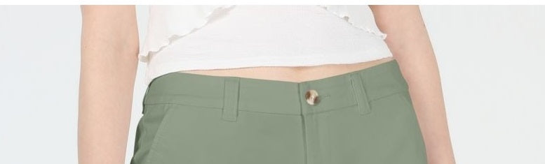 Shorts chino feminino Maison Jules com frente lisa, verde, tamanho 14