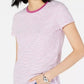 Camiseta feminina Maison Jules com decote redondo e manga curta, roxa escura, tamanho P
