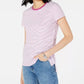 Camiseta feminina Maison Jules com decote redondo e manga curta, roxa escura, tamanho P