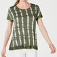 Blusa feminina com babados e tingimento tie-dye, tamanho grande, verde médio, estilo &amp; co
