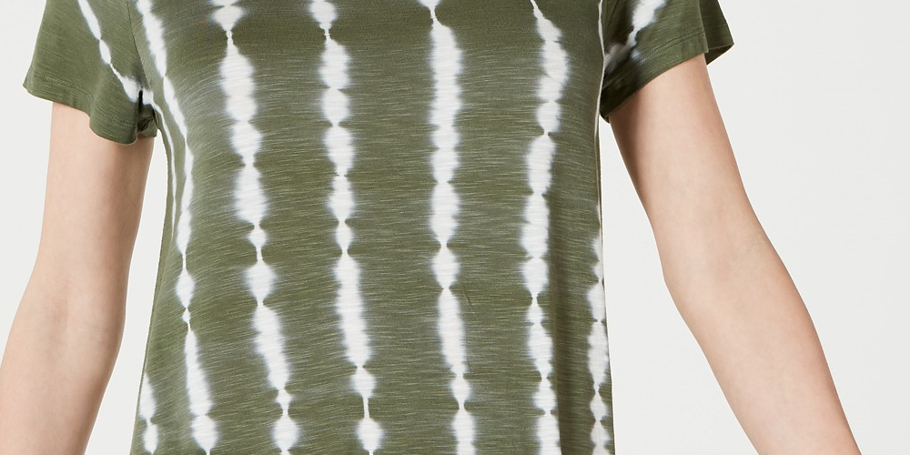 Blusa feminina com babados e tingimento tie-dye, tamanho grande, verde médio, estilo &amp; co