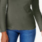 Karen Scott Blusa de algodão feminina com decote redondo, verde, tamanho pequeno, extra grande