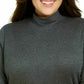 Karen Scott Blusa de gola alta feminina de algodão, cor carvão, tamanho extra grande