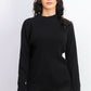 Karen Scott Blusa de gola alta feminina de algodão, preta, tamanho pequeno, pequeno a médio