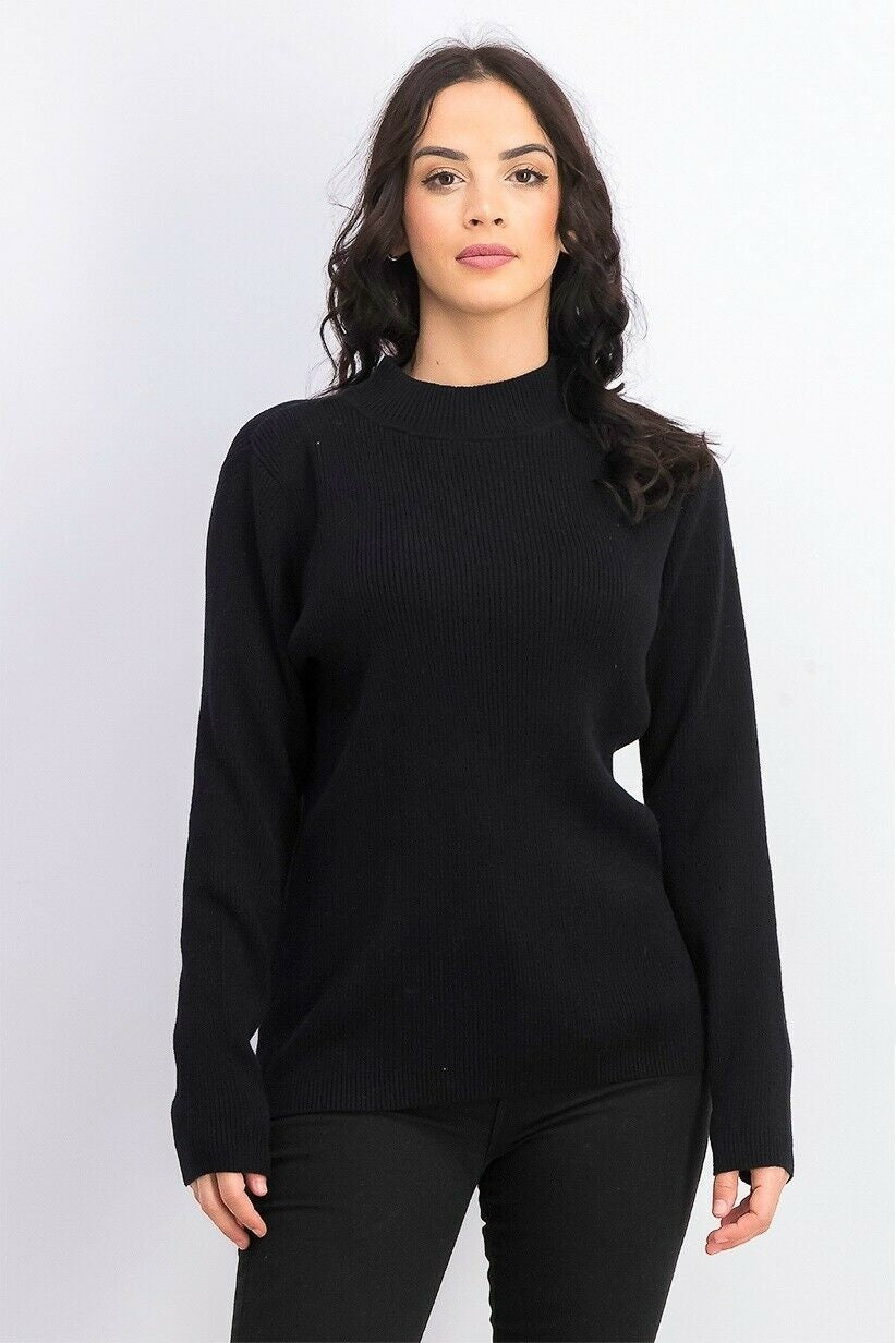 Karen Scott Blusa de gola alta feminina de algodão, preta, tamanho pequeno, pequeno a médio