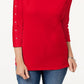Karen Scott Blusa feminina de algodão com decote canoa e tachas, vermelha, tamanho grande