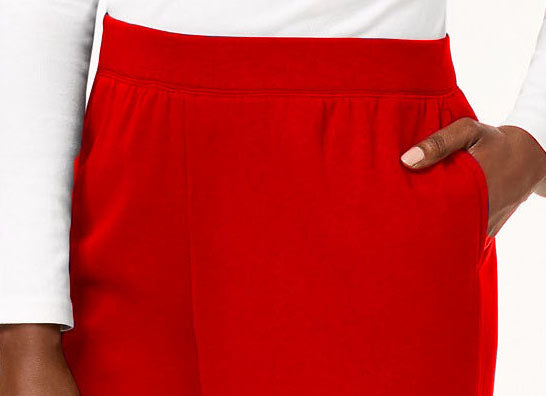 Calça feminina Karen Scott Classic Fleece com cintura elástica, vermelha brilhante, tamanho pequeno