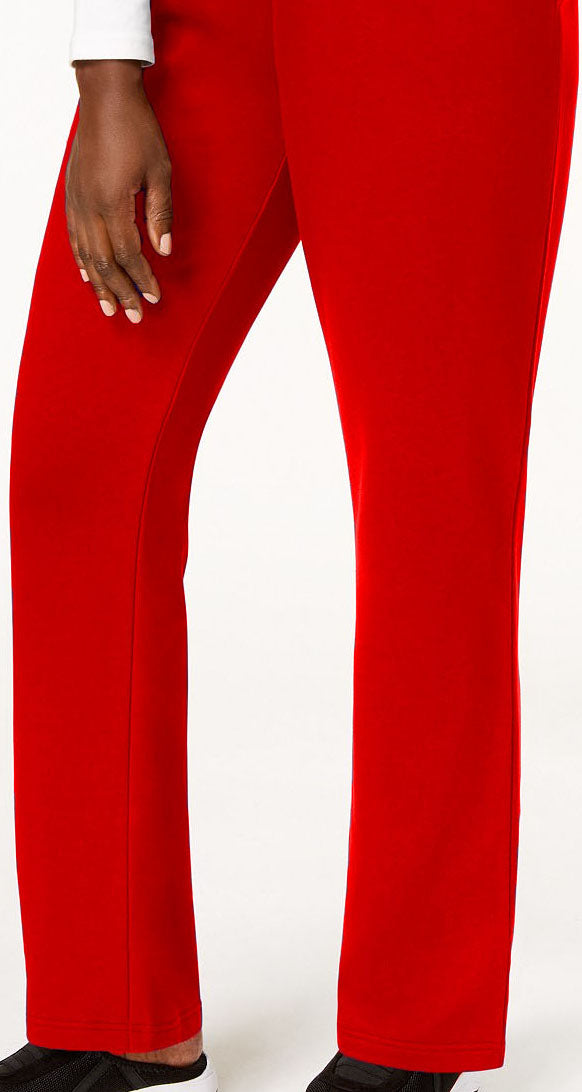 Calça feminina Karen Scott Classic Fleece com cintura elástica, vermelha brilhante, tamanho pequeno