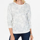 Moletom feminino Karen Scott de lã estampado, branco, tamanho XX-G