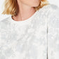 Moletom feminino Karen Scott de lã estampado, branco, tamanho XX-G