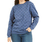 Moletom feminino Karen Scott com estampa de bolinhas, azul, tamanho extra pequeno