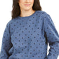 Moletom feminino Karen Scott com estampa de bolinhas, azul, tamanho extra pequeno