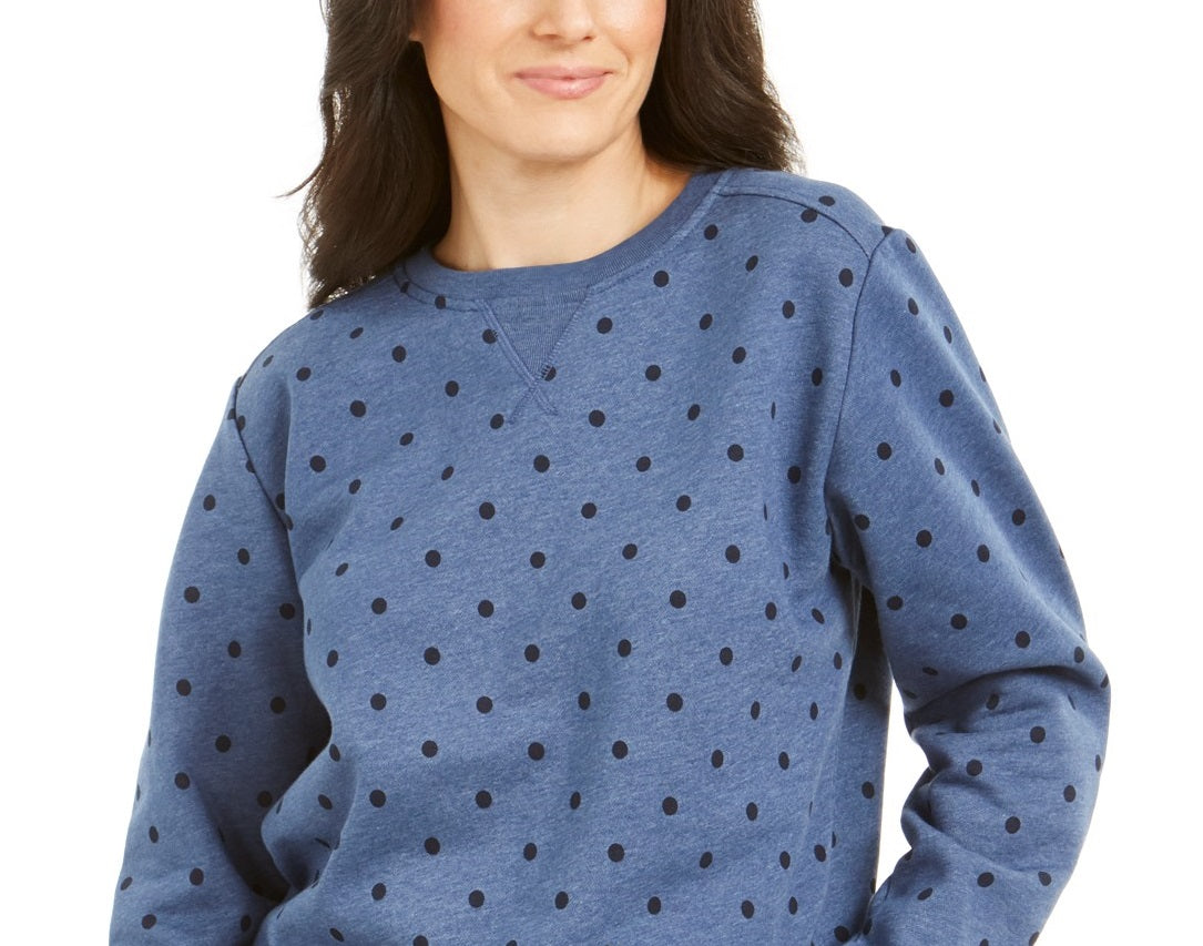 Moletom feminino Karen Scott com estampa de bolinhas, azul, tamanho extra pequeno
