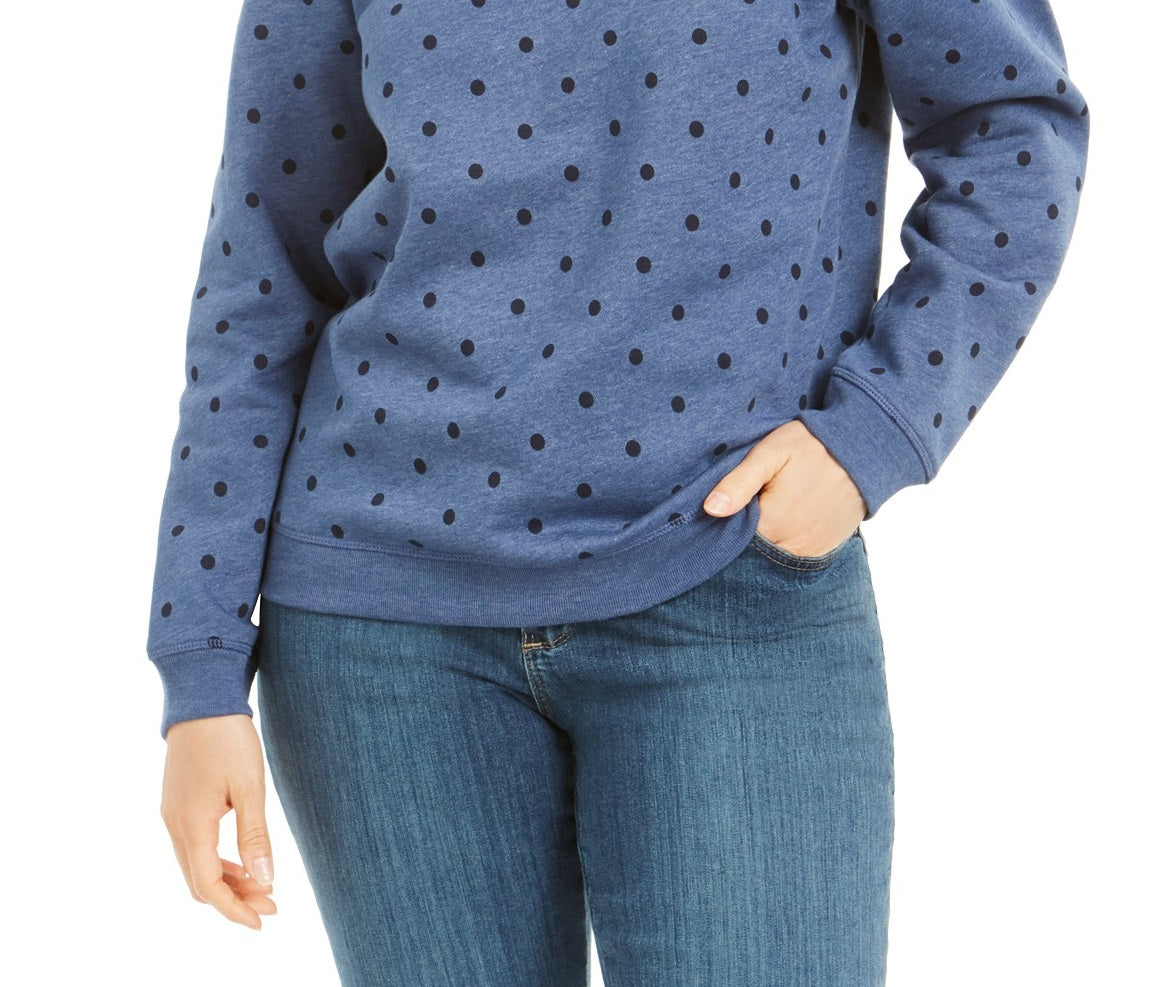 Moletom feminino Karen Scott com estampa de bolinhas, azul, tamanho extra pequeno