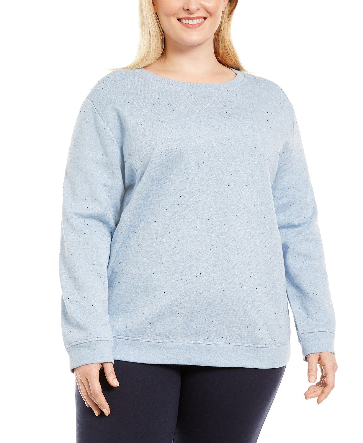 Karen Scott Moletom de lã plus size feminino azul tamanho XX-G