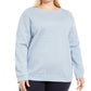 Moletom de lã plus size feminino Karen Scott, azul, tamanho 1X