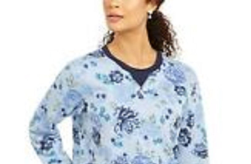 Moletom Karen Scott Sport Key Garden Fleece Feminino Azul Tamanho Grande