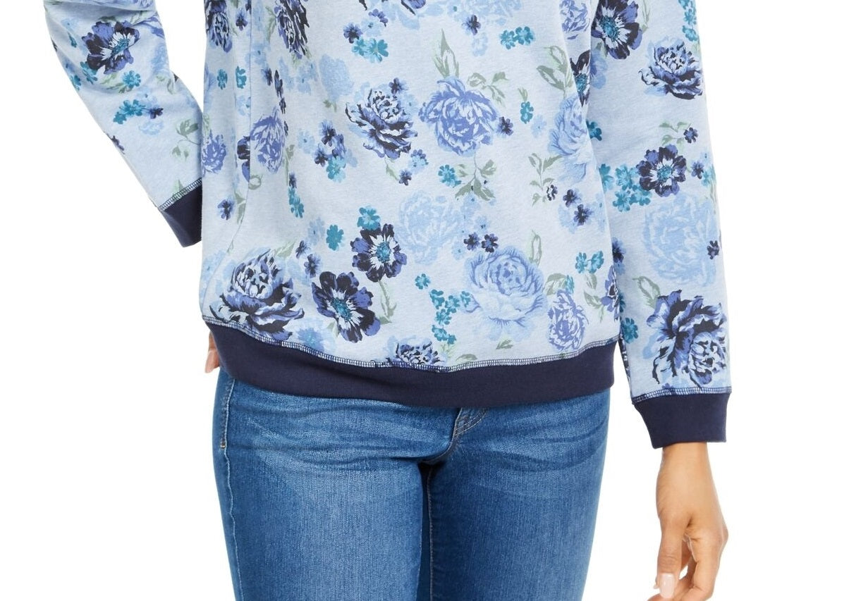 Moletom feminino Karen Scott Sport Key Garden Fleece Intrepid Blue, tamanho pequeno